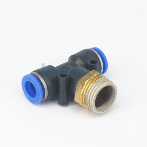 LOT5 1/8"-1/2" BSP Male x Tube O/D 4-12mm Tee Pneumatic Pushfit Pipe Connector - Picture 46 of 49