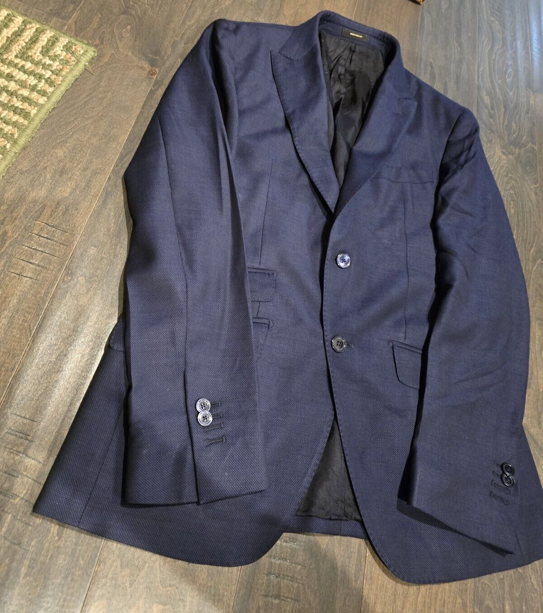 MASSIMO DUTTI Blazer Mens 38 Super 120s Wool Navy Suit Jacket Sports Coat  READ