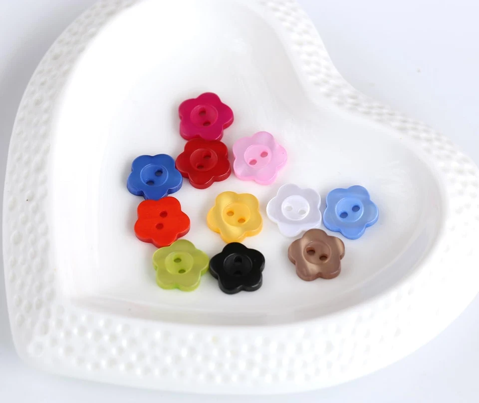 525Pcs 1/2 Inch (12.5Mm) 11 Colors Flower Shape Resin Buttons for Sewing Blouse - Image 2 of 4