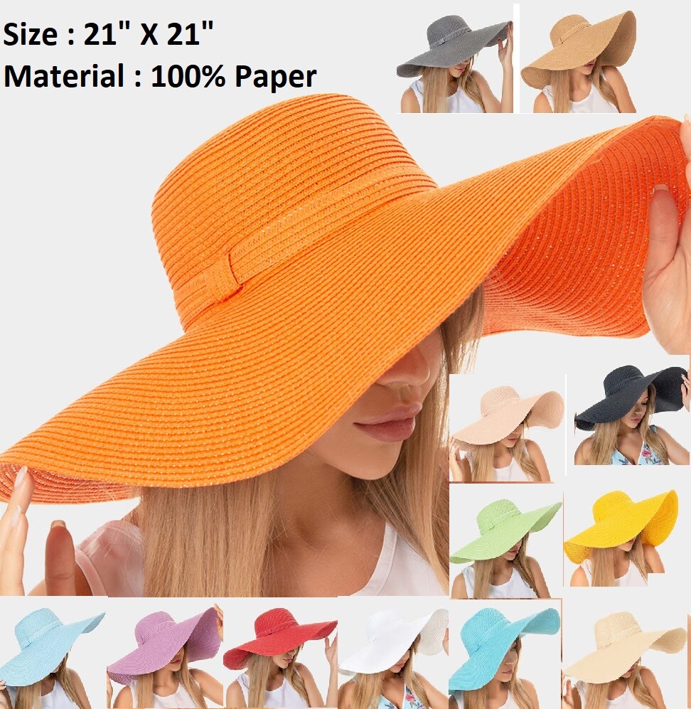 Wide Brim Floppy Summer Sun Beach Hat Vacation Straw Paper  display picture 1