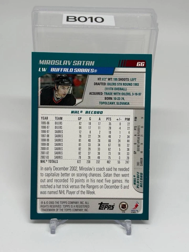 2003 Topps #66 Miroslav Satan - Buffalo Sabres - Image 2 of 2