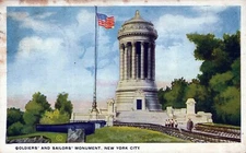 Soldiers' Sailors' Monument New York City Posted Vintage White Border Post Card