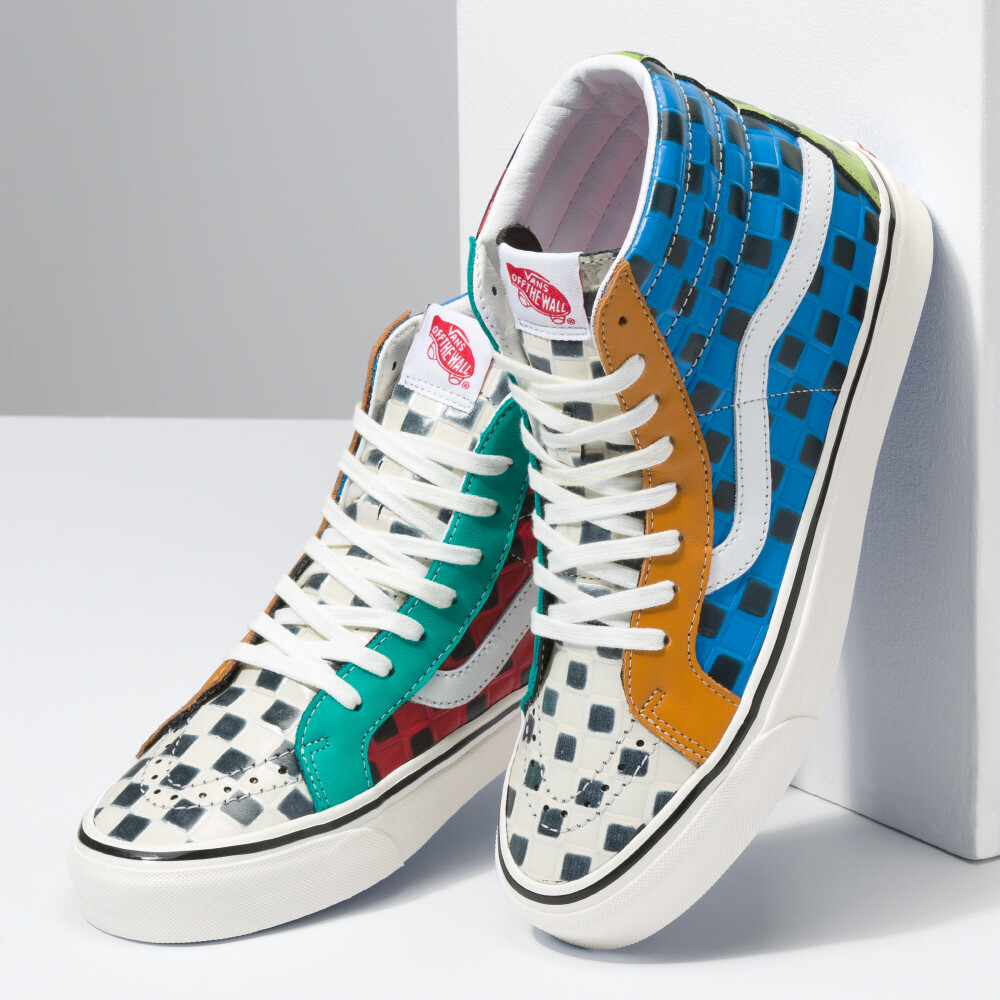 VANS Anaheim Leather Check SK8-Hi 38 DX Skate Shoes Sneakers
