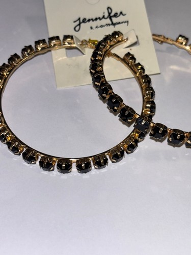 Jennifer & Company Womens Fashion Baguette-Cut Crystal Hoop Circle Earrings - Picture 19 of 27