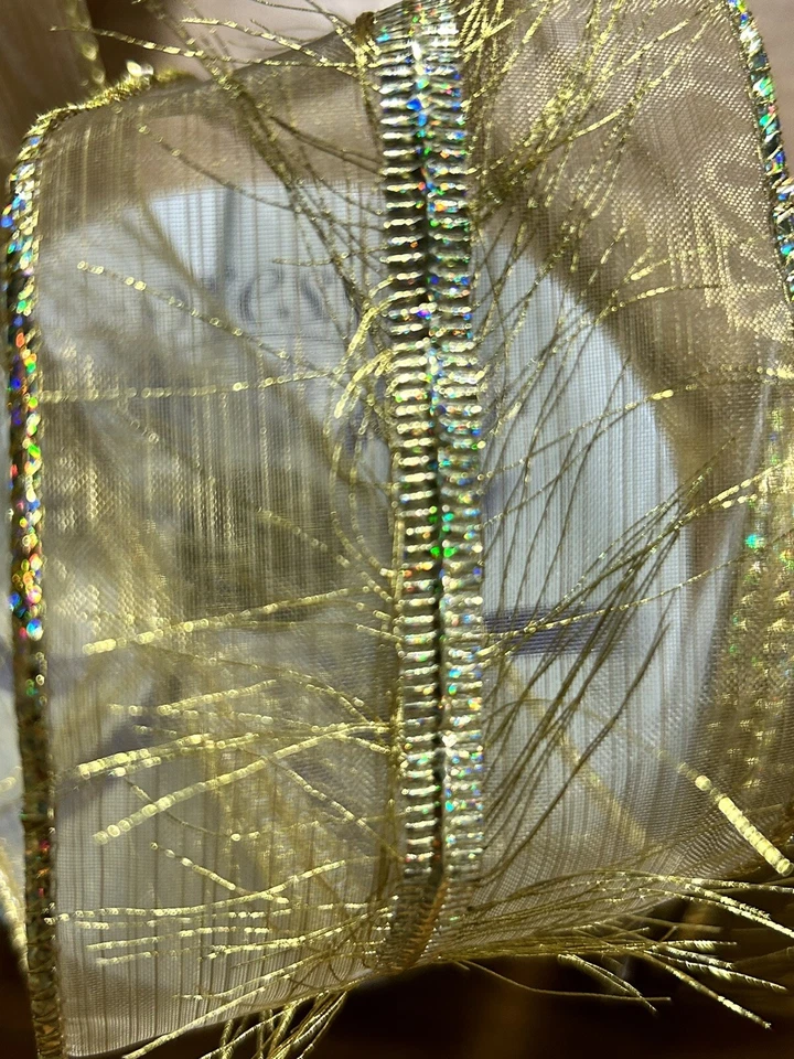 2 Rolls Of Expressions Ribbon RW299345 Gold Sheer ~ 2.5 In Wide 10 Yards New - Image 3 of 4