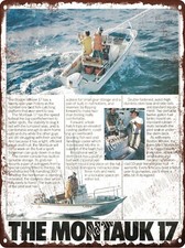 Insegna in metallo pesca BARCA BOSTON WHALER 17 MONTAUK 9x12" A989