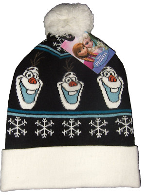Disney Movie Frozen Olaf Snowman Snowflake Fair Isle Pom Knit Beanie Ski Hat Cap