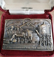 1 Brass Belt Buckle Mid-Continent Railway Museum 325 R-1 Steam Locomotive 1983