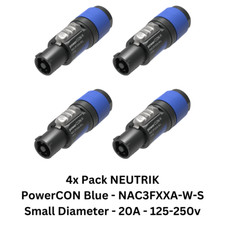 4x Pack NEUTRIK PowerCON NAC3FXXA-W-S Input 3 Conductor 6-12mm NAC3FCA Blue