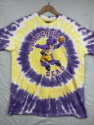 Grateful Dead Shirt Mens 3XL XXXL Purple Yellow Dunking Bear Lakers Tie Dye