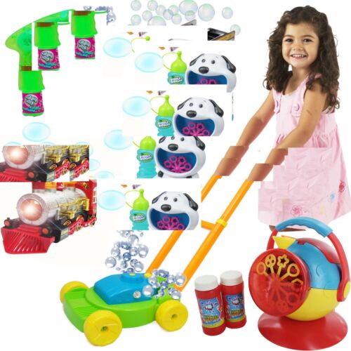 Kids Childrens Bubble Machine Gun Blower Solution Birthday Party Bubbles Toy - Picture 1 of 12