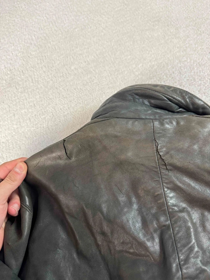 Chaqueta Bomber Negra Cremallera Completa Cuero Genuino Bloomingdales De Colección The Mens Store 42 Foto 4 de 4