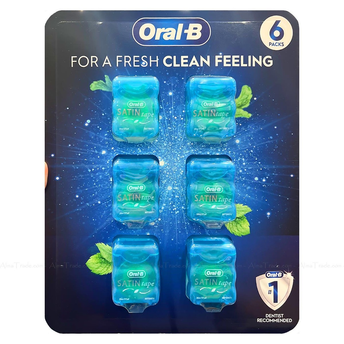 Oral-B Satin Tape Dental Floss Mint Flavour Flossing Comfort Grip