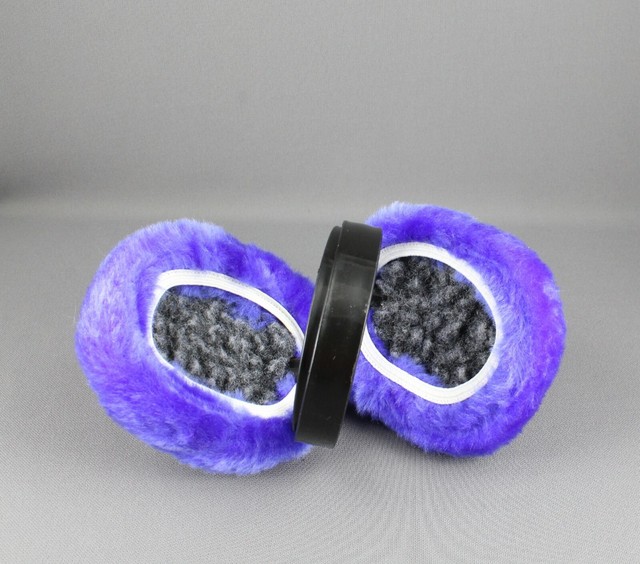 Purple faux fur furry ear muffs warmers fold up classic old school