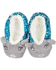 Y.F.K. Girls Slippers Teddy Fur Slippers ABS Slip On Reversible Sequins 23-26