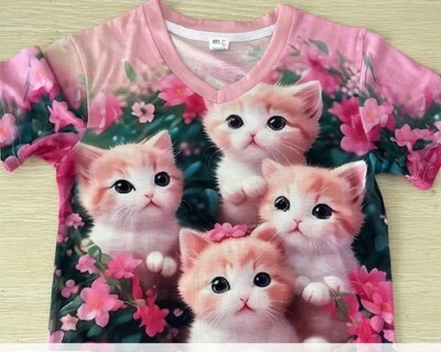 Kitty Cat Graphic Tee Soft And Cozy 7-8 Pink (Cute shirt  )( Quick Ship US)