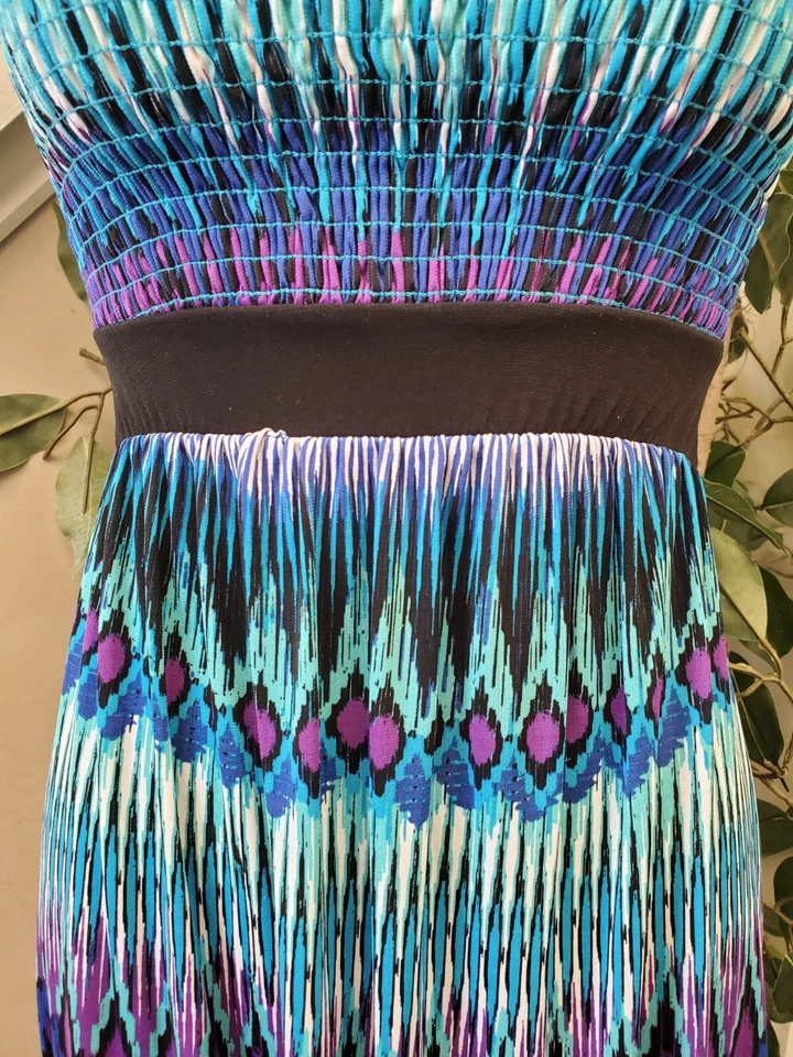 Maxi Vestido Largo Body Central Para Mujer Multicolor Poliéster Fuera del Hombro Mediano Foto 3 de 4