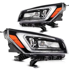 Headlights Assembly Kit For 2013-16 GMC Acadia Halogen w/ LED DRL L+R Pair