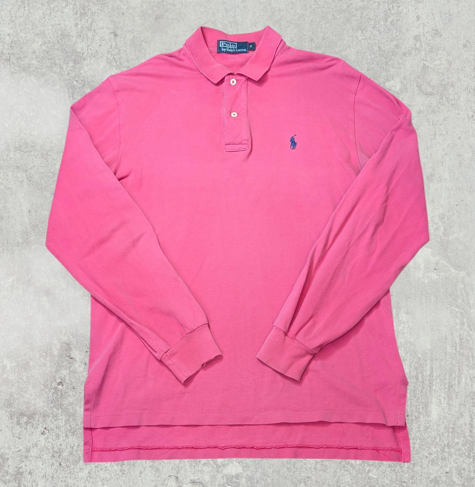 PONY Polo uomo manica lunga Ralph Lauren rosa taglia small