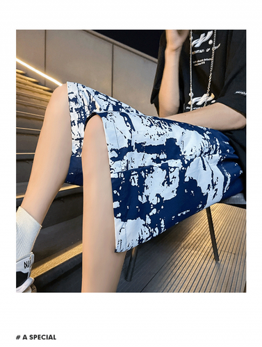 Five Point Beach Pants Men Summer Print Thin Ice Silk Quick Drying Short Pants - Bild 6 von 10