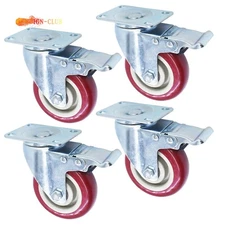 4 Pack 4 Inch Caster Wheels Locking Casters with Brake Swivel Plate Castors