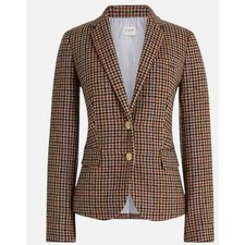 J.Crew Factory Wool Blend Schoolboy Blazer Houndstooth Camel Size 0 NWT