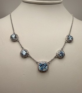 Bomb Party March 25 Necklace NK71970 The Journey Is Ours Aquamarine Rhodium NWOT