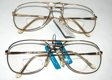 2 pair Bifocal Reading glasses power 2.0 Men Gold tone Aviator full size frames