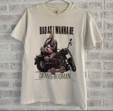 Vintage 90s 1996 Dennis Rodman Bad As I Wanna Be Shirt Motorcycle NBA Tee