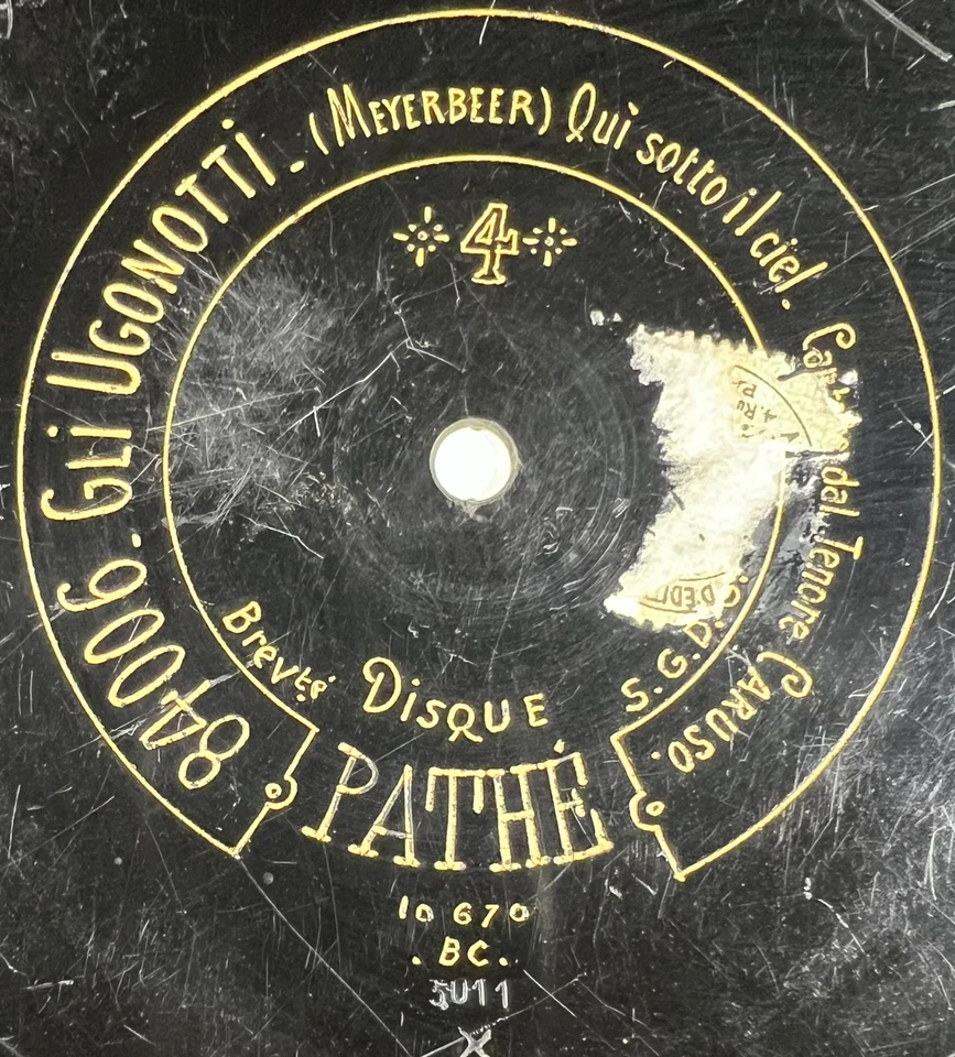 Caruso : Gli Ugonotti / Tosca RARE DISQUE 78 TOURS RPM 12" PATHE SAPHIR - Photo 2/4