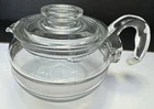 PYREX Flameware 8336 Stovetop Teapot & Lid 6 Cup Clear Glass Kettle Vtg USA