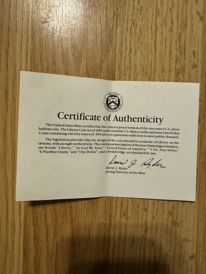 Moneda de plata American Eagle 1992 de 1 oz brillante sin circular con estuche Foto 2 de 4