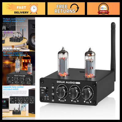 HiFi Vacuum Tube Preamp, Bluetooth Stereo Audio Pre-Amplifier, Tone Control, Min