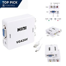 VGA to RCA Converter Adapter Box with USB Power Cable for PC, DVD, Monitor