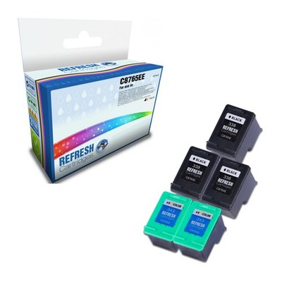 Refresh Patronen Sparpack 3x #338/2x #343 Tinte kompatibel mit HP Druckern