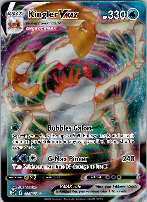 Kingler VMAX SWSH09: Brilliant Stars 029/172 Holo NM