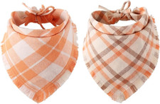 Fall Dog Bandana Autumn Thanksgiving Plaid Reversible Triangle Bibs Scarf Access