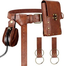 Renaissance Belt Pouch Medieval Viking Pirate Leather Bag Potion Bottle Set Skir