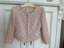 Delikatna marynarka boucle od Linea TESINI rozm. 36 różowa vintage w kropki