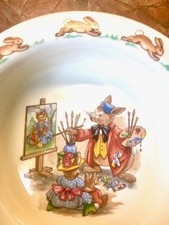 Vintage Collectible BUNNYKINS 3-Pc Mug Bowl Set "Artist-at-Work" Royal Doulton