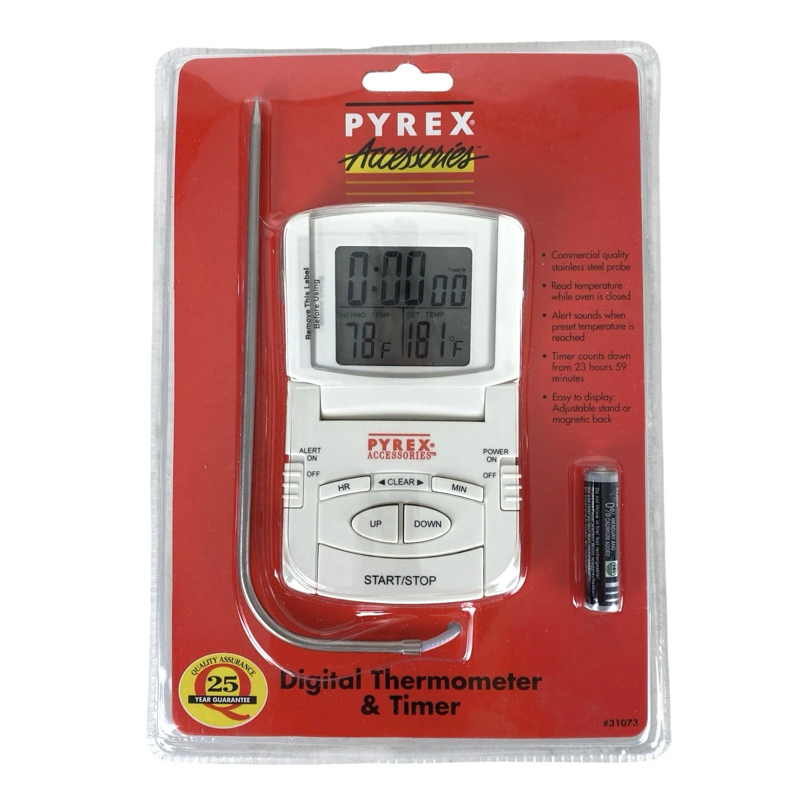 Pyrex Accessories Digital Thermometer And Timer #31073 New Sealed