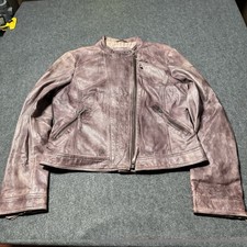 Chaqueta Moto De Colección Y2K Hugo Boss Naranja Mujer Cuero Genuino Talla M 18.5x21 Gótica