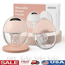 Wearable Breast Pump Hands-Free Low Noise Leak-Proof Multiple Flanges Included