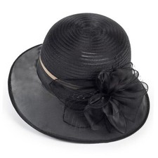 Women Kentucky Organza Derby Hat - Bridal Wedding Church Medium Blackvintage