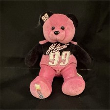NASCAR Jeff Burton Pink Black Bear Plush Figure with Embroidered Signature Tag