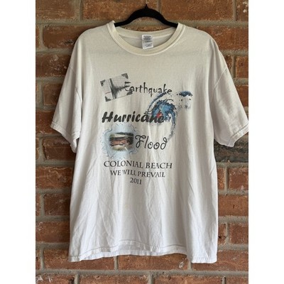 2011 Colonial Beach Hurricane Flood Earthquake Graphic T Shirt Large Y2K