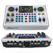 C100 Pro Portable Sound Card Mixer 5 Sound Effects White