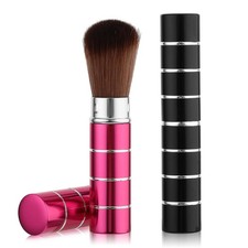 Andibro 2Pcs Retractable Kabuki Makeup Brush, Portable Travel Black,Pink 