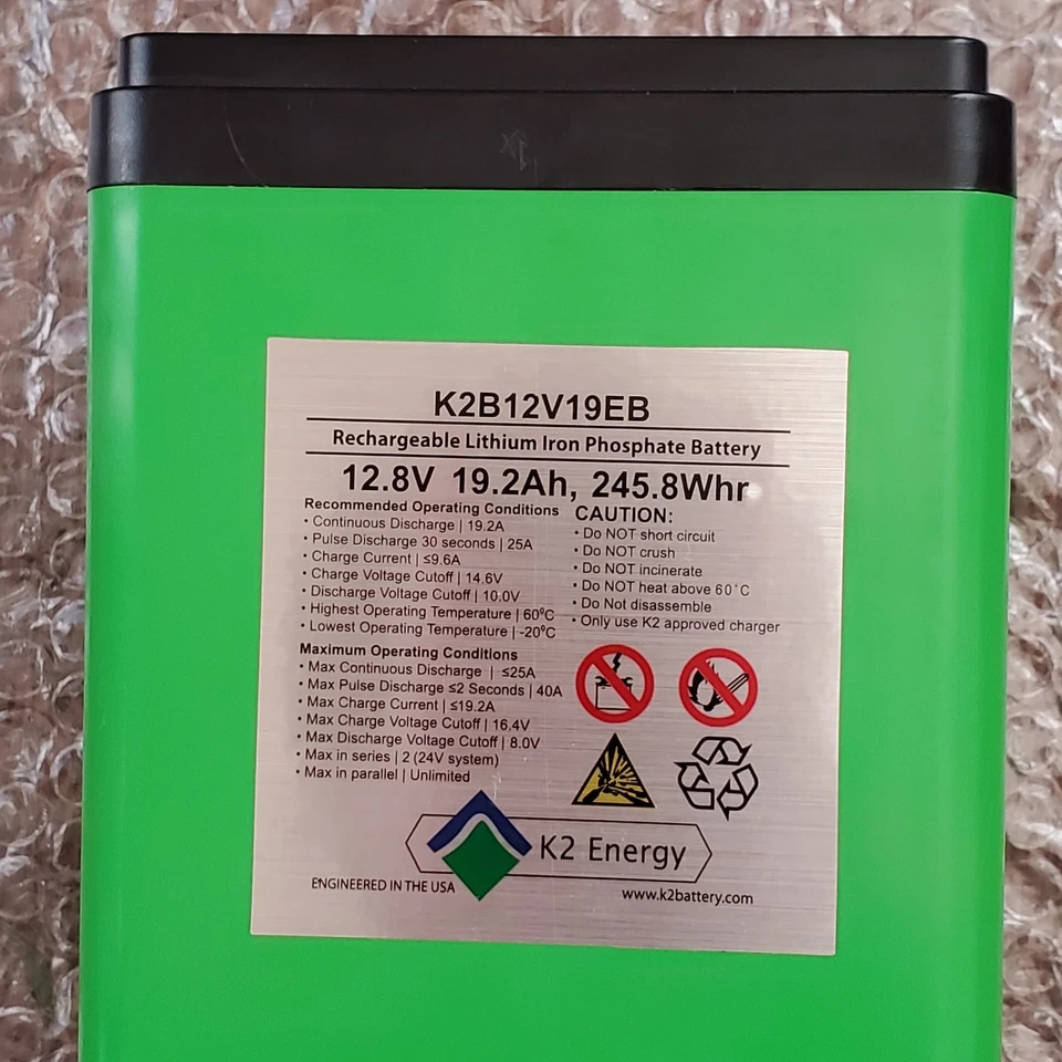 K2 Energy Battery 12V 19Ah LIFEPO4 Lithium Iron Phosphate BMS K2B12V19EB - Image 4 of 4