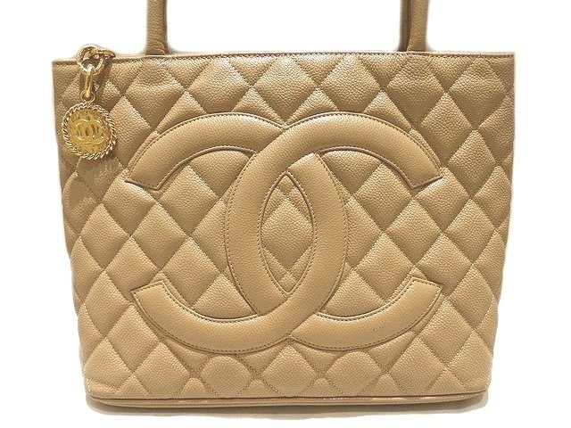 Chanel Beige Caviar Leather Tote with Gold Hardware